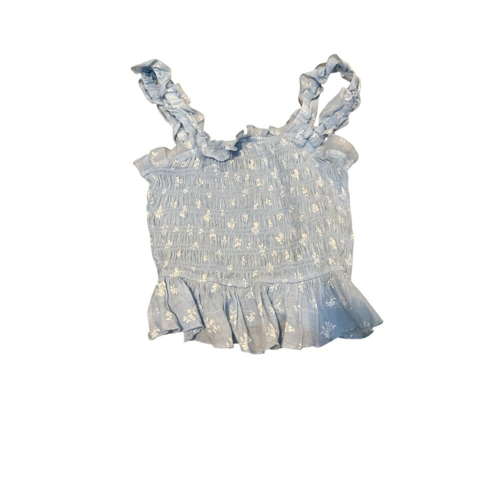 Summer Tops Lot Of 3 Size M Smocked Halter Cropped Green Blue Beach Vacation - Picture 3 of 11